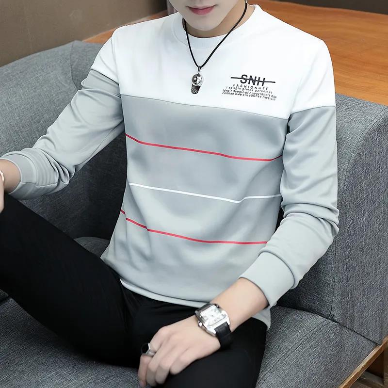 Pullover da uomo autunno girocollo girocollo caldo top sottile sottile maglione a maniche lunghe camicia a fondo