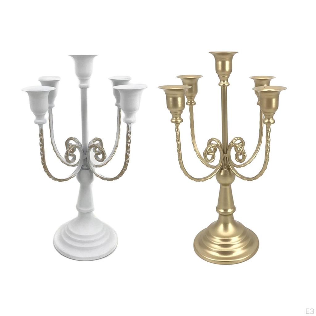 5-armiger Metallkerzenständer, Kandelaber-Ornament Mittelstück für Hochzeitsessen Bankett