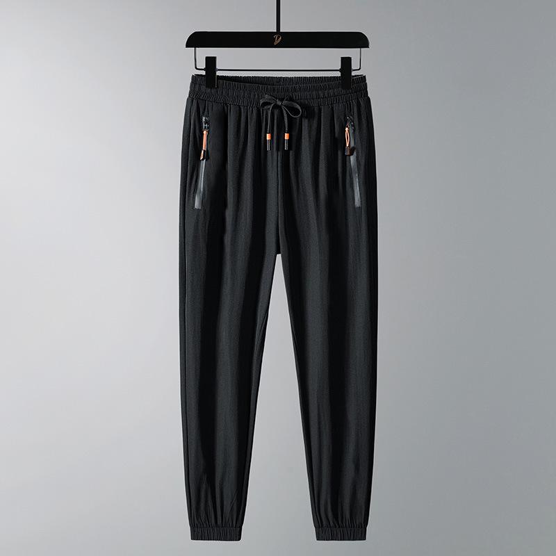 

Summer new ice silk casual pants men s loose and versatile tied feet large size - sweatpants 8XL