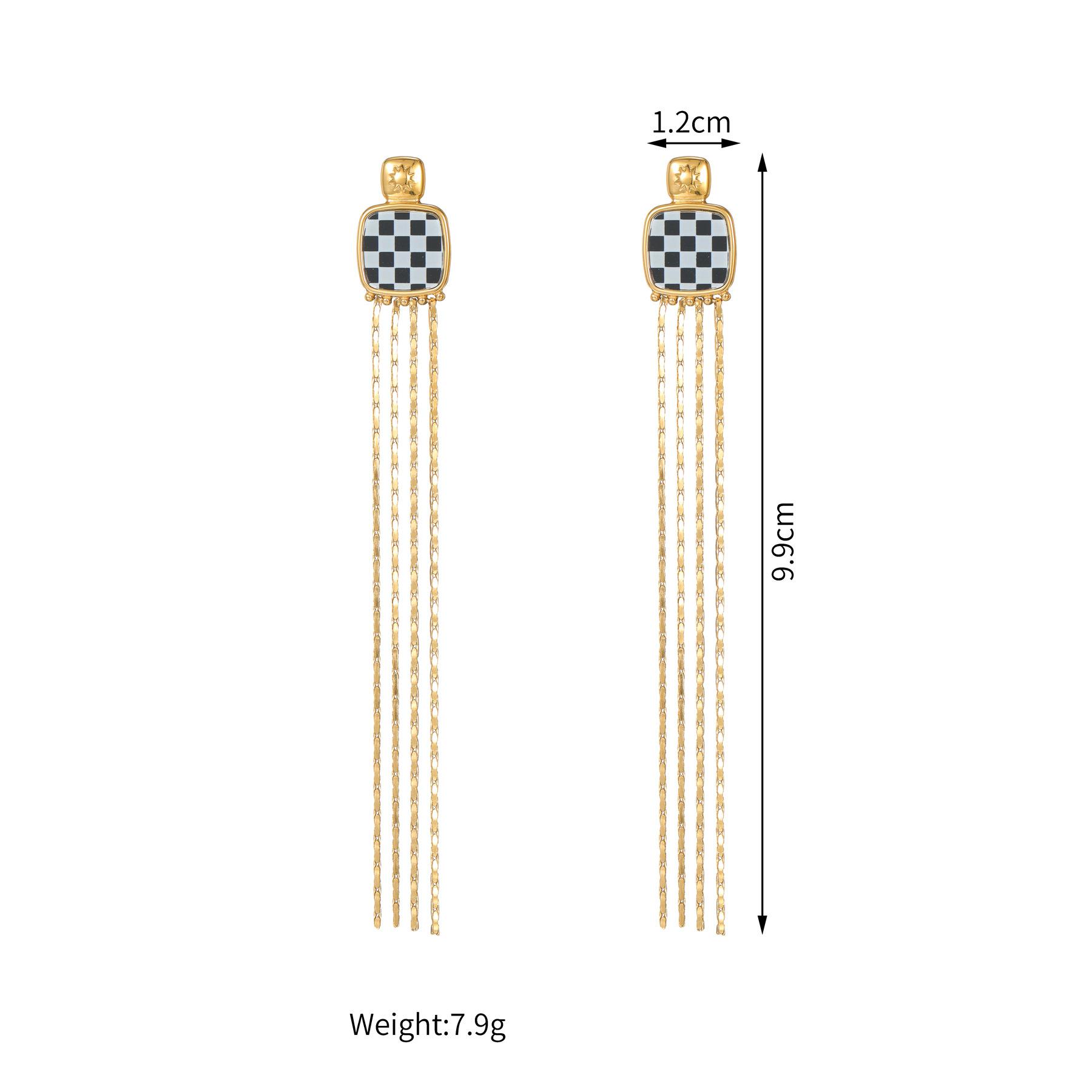 Stainless steel shell tassel earrings, long-style earrings, simple earrings