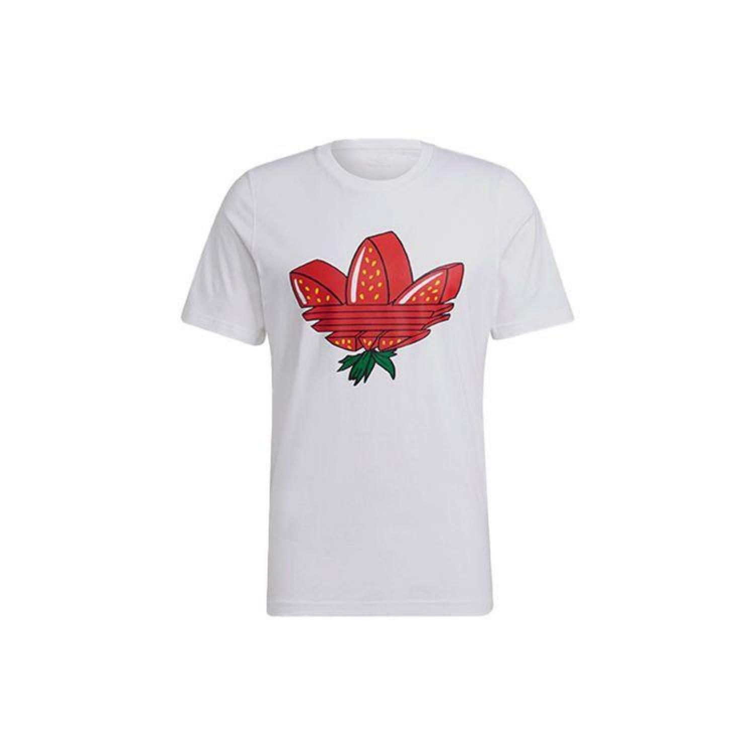 adidas Originals Trefoil Strawberry Print Logo Crew Neck T-Shirt Men Tops White GP1971 S чёрный