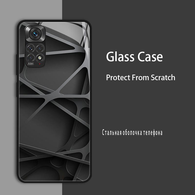 For Redmi Note 11 Case Cover Tempered Glass Case Hard Coque Bumper For Xiaomi Redmi Note11 Note 11 Pro 5G 4G 11s Protect Case