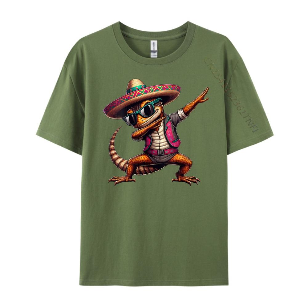 Dabbing Lizard Sombrero Poncho Cinco De Mayo Mexican Streetwear Men Printed T-Shirt