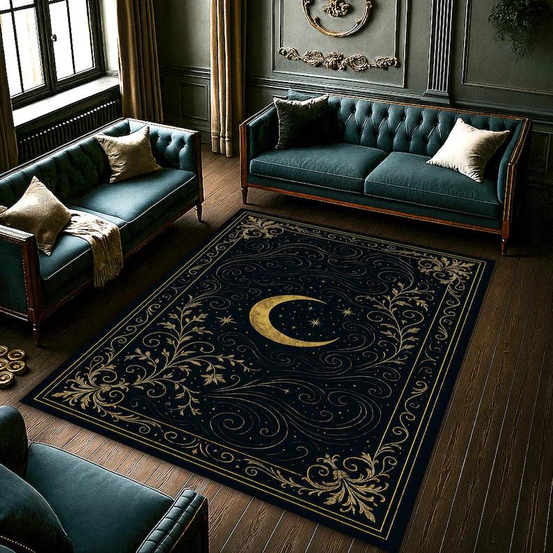 Modern Green Black Geometric Area Rug Non-Slip Floor Mat Living Room Bedroom Contemporary Abstract Home Decor Carpet