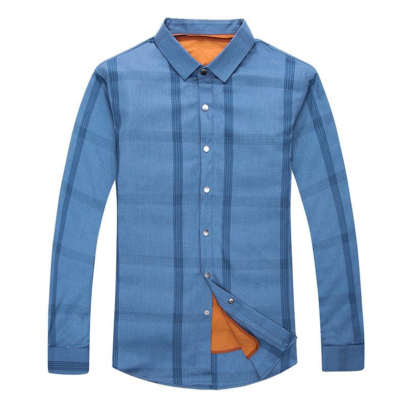 Down Shirt Men's Removable Liner Inch Shirt Men's Winter Middle-aged Men's Casual Thickened Plaid Warm Shirt Trendy