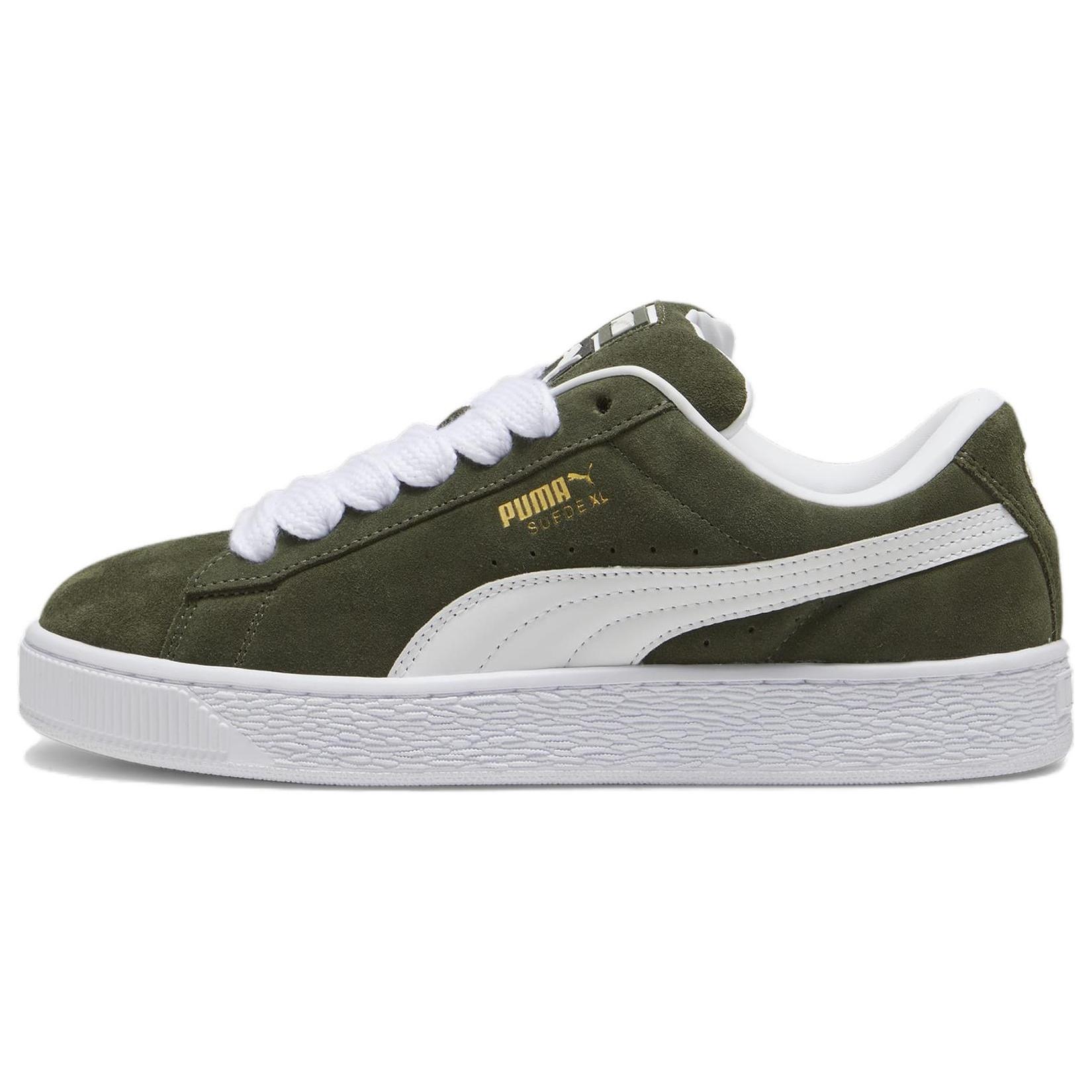PUMA Suede XL Dark Olive White Men s 395205-13 EU 35.5