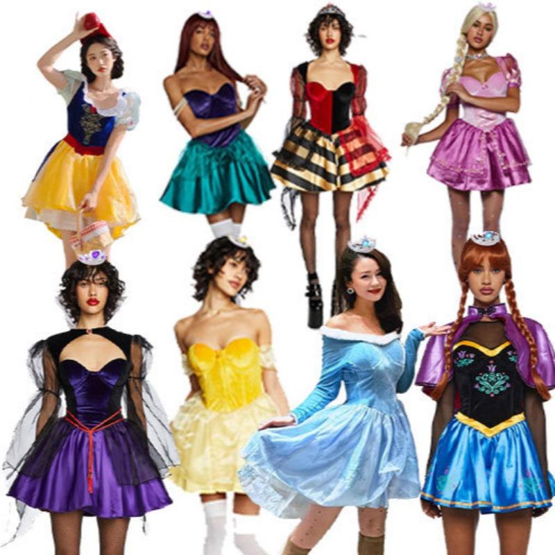 Fairy Tale Princess Cosplay Dress, Snow White Sleeping Beauty Aurora Adult Stage Performance Gown