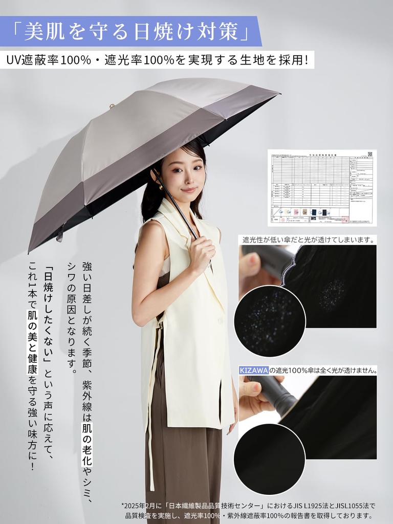 KIZAWA Folding Reverse 55cm UV Light Suitable for Sun and Level 5 Water Full Light Heat Inverted Bamboo Handle Parasol, Fold, Lightweight, Compact,