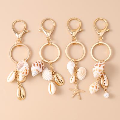 Fashion Summer Beach Shell Keychain Women Girls Conch Key Ring Pendants for Handbag DIY Handmade Jewelry Gifts