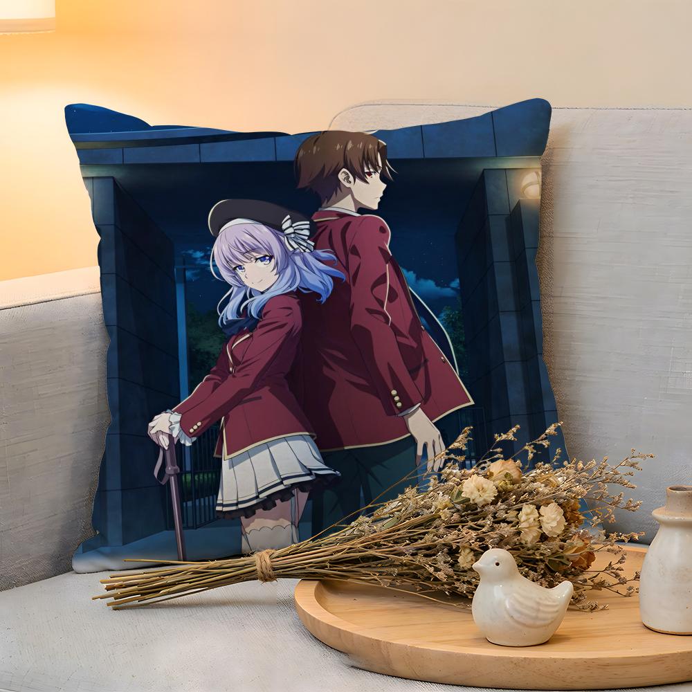 

Cushion Cover Linen SkinFriendly Soft Decorative Case For Sofa Home Decor Classroom Of The Elite Anime Pillow cover 30x30 cm