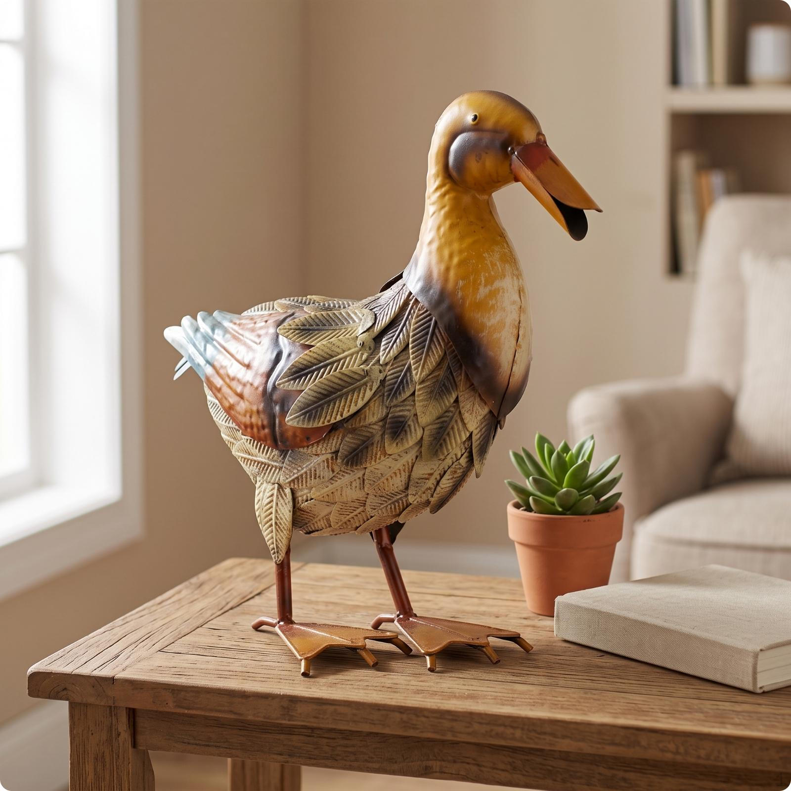 Duck Figurine Textured Statue Handcrafted for