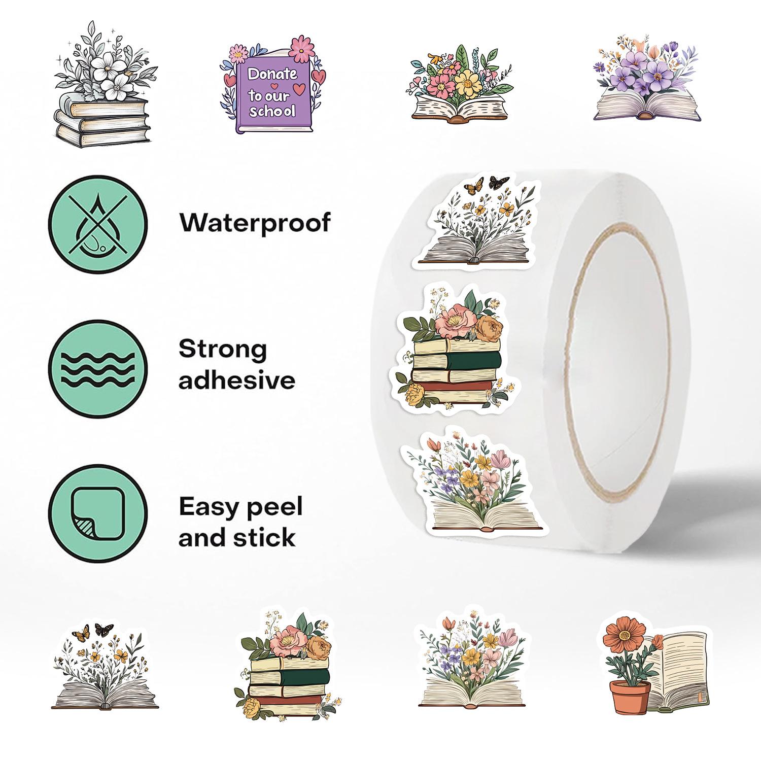 

500 штук/рулон Рулонная наклейка Горячая распродажа Лента Чтение Наклейка с цветком Материал для ручного счета Декоративная наклейка для запечатывания конвертов