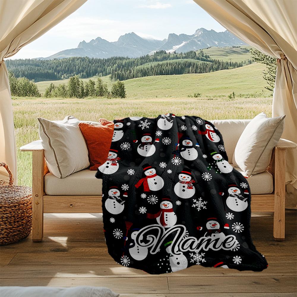 Snowman Winter Wonderland Design Artwork Outdoor Blanket Soft Universal For All Seasons Outdoor Campinghomepicnicoutdoor Travel Modern Style Mixed