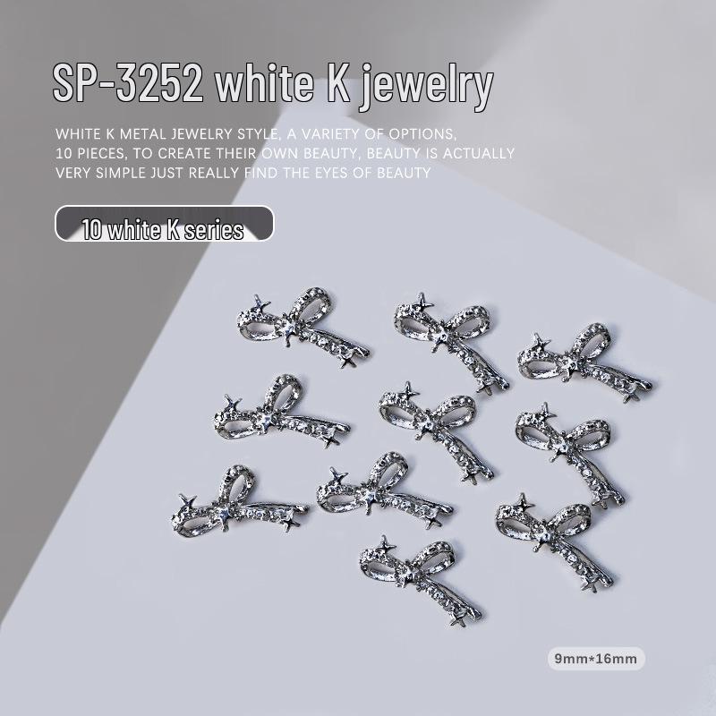 3D Silver Butterfly Alloy Nail Charms - Bowknot Design (10 Pcs)