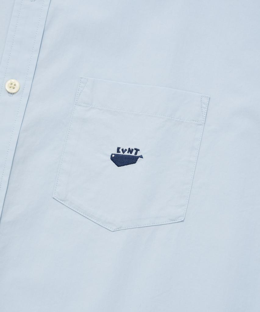 COVERNAT Whale Logo Cotton Half Shirt Light Blue