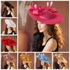 With Headband Tea Party Hat Wide Brim Derby Hat New Women Fascinator Hats for Church Event