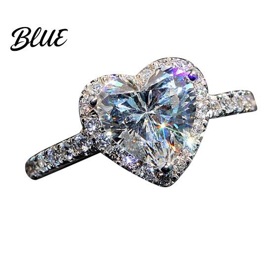 Rhinestone Band Ring Cubic Zirconia Heart Rhinestones Women Sparkling Elegant