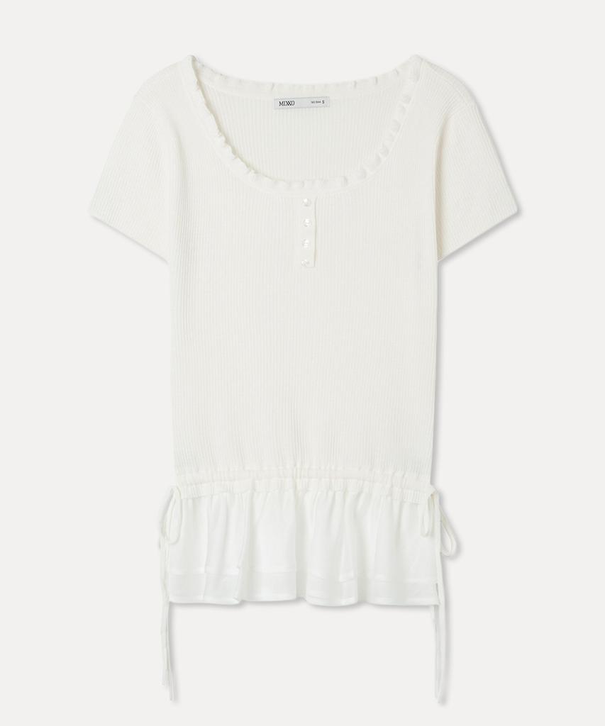 MIXXO Frill Layered Short Sleeve Knit Re Kag414T_Miwkag52Qt