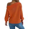 Womens Knitted Jumpers Crew Neck Long Sleeve Pullover Sweater Lapel Off-Shoulder Twist Knitwear Tops