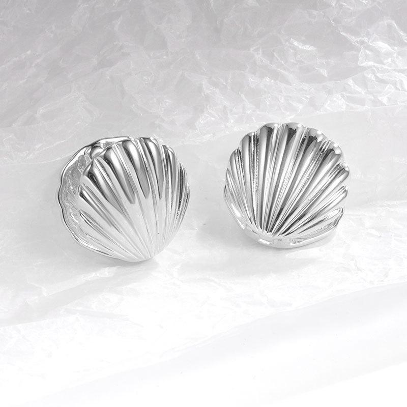 Creative Fashion Ocean Shell Earrings for Women Men Geometric Metal Textured Earrings Jewelry Wholesale Direct Selling