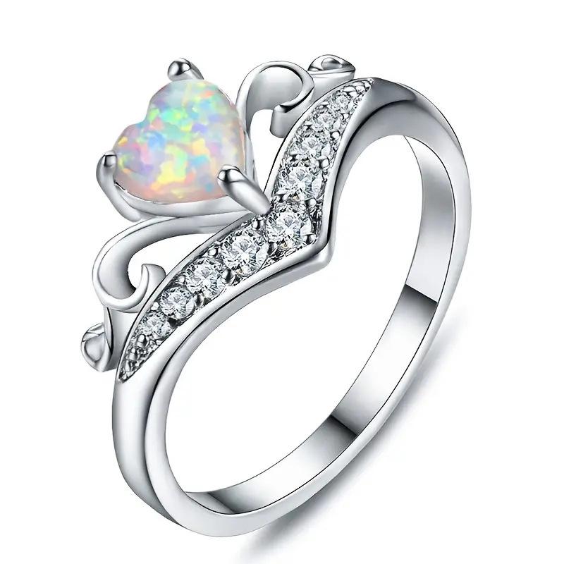 Love Ring, Fashionable Light Luxury Flower Ring, Imitation Opal Princess Ring For Women