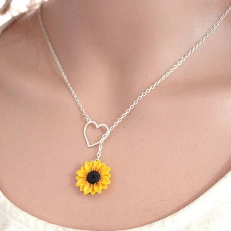 Eternal Love Sunflower Infinity Pendant Necklace