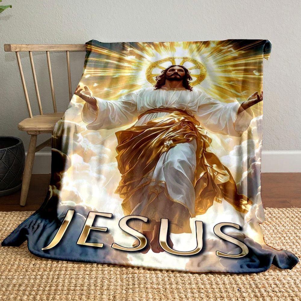Jesus Cloud Radiant Blanket  Printed Blanket for Living Room Bed Couch lunch break Soft Cozy Blanket for Friend's festival Gift