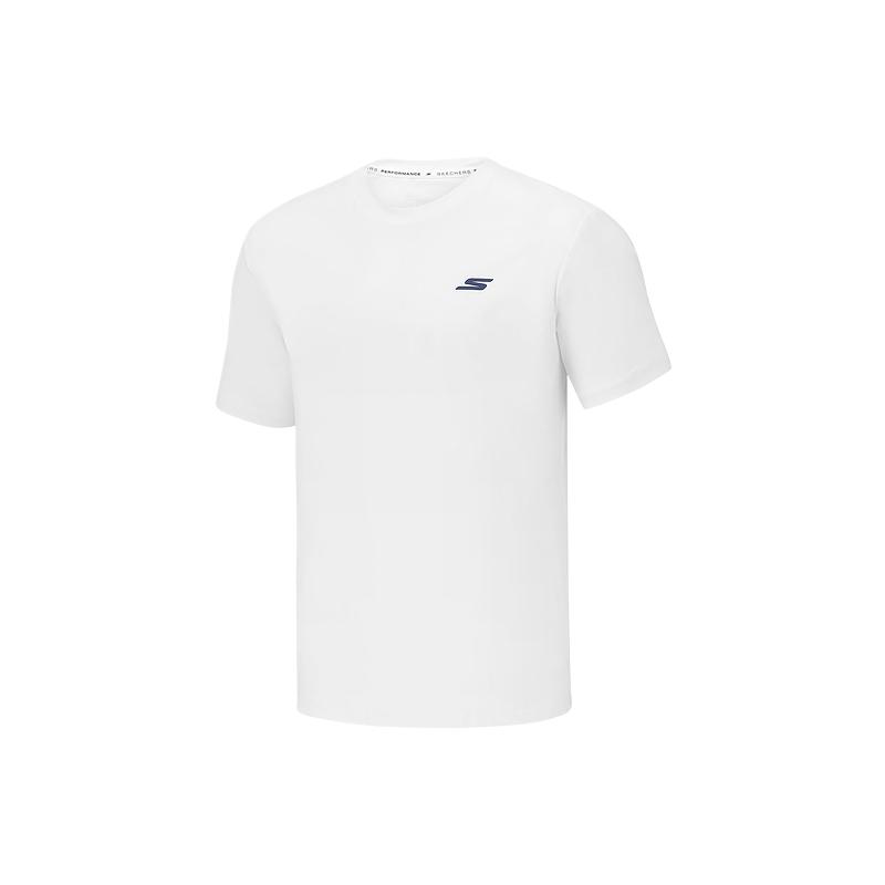 Skechers Soft Comfortable Simple Versatile Short Sleeve T-Shirt Men tops Bright-White P225M021-0019 L