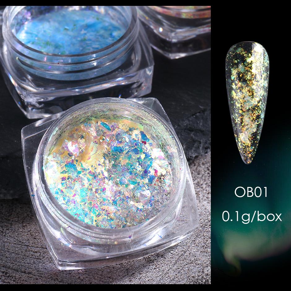 1 Box Aurora Opal Flakes Glittter Nail Sequins Sparkly Paillettes Nail Art Decoraiton