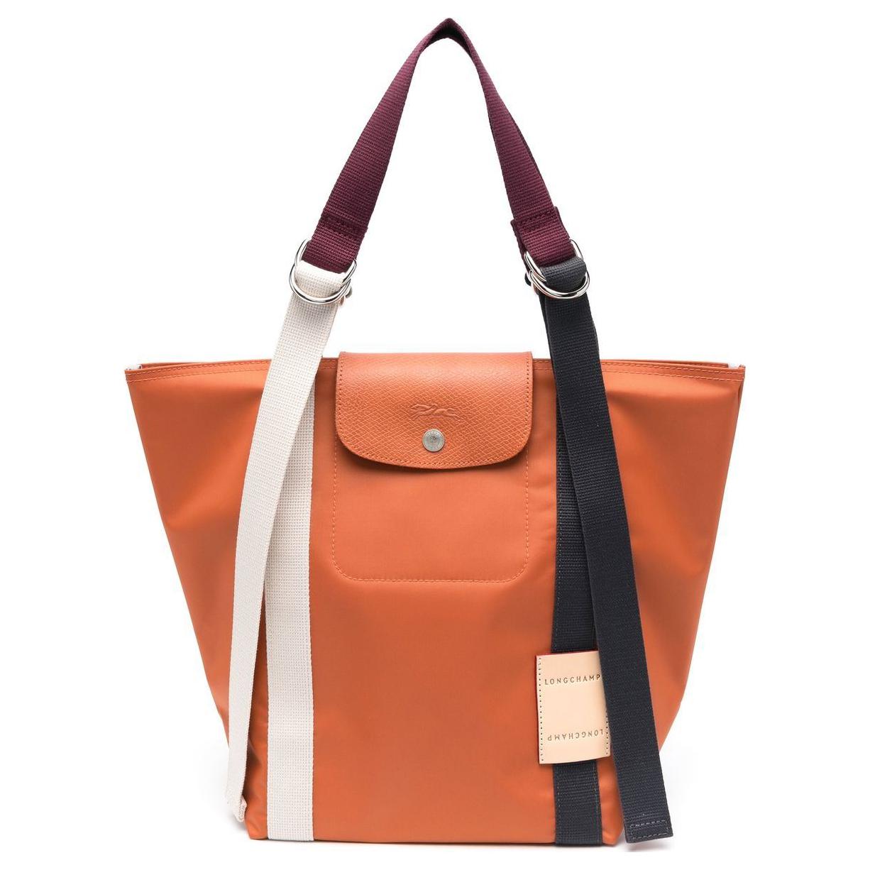 Longchamp Women's Le Pliage Re-Play 24 Adjustable Snap Closure Canvas And Leather Shoulder Tote Bag Handbags Carrot 10203Hccp69