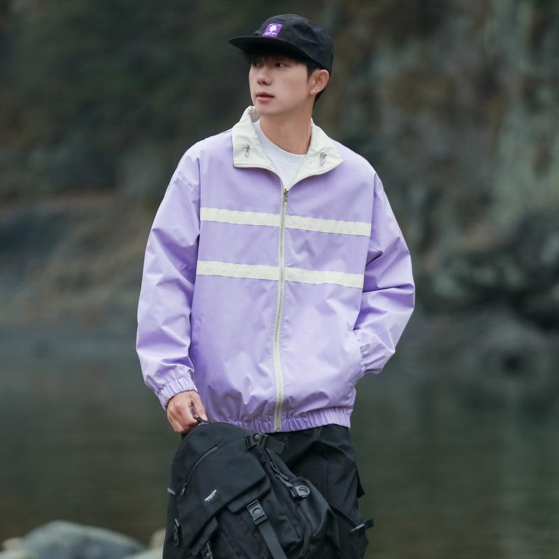 

Осенняя куртка, пальто для мужчин и женщин, водонепроницаемая куртка с обеих сторон, лацкан с обеих сторон 4XL фиолетовый