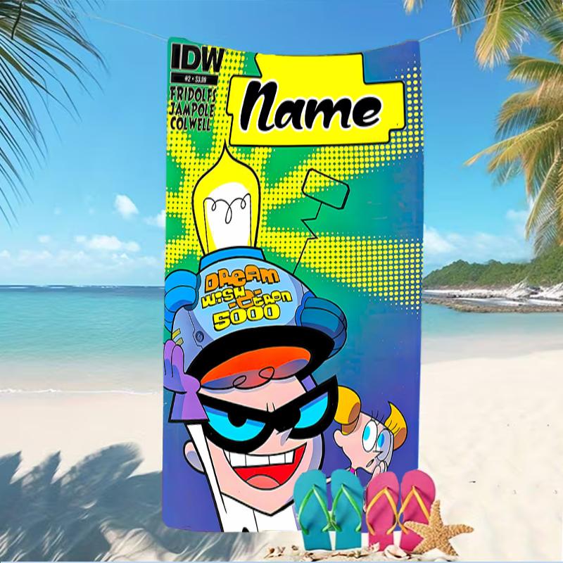 Customizable personalized beach towels Dexter's Laboratory themed designs.Suitable for the beach, yoga, sports;ideal as beach accessories
