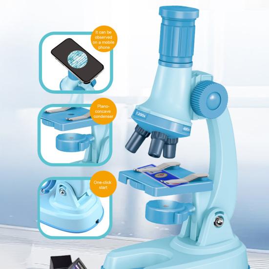 Dětský mikroskop s LED světlem 100-1200x zvětšení Biologický mikroskop pro batolata Vzdělávací mikroskop Vědecký experiment Mikroskopická hračka