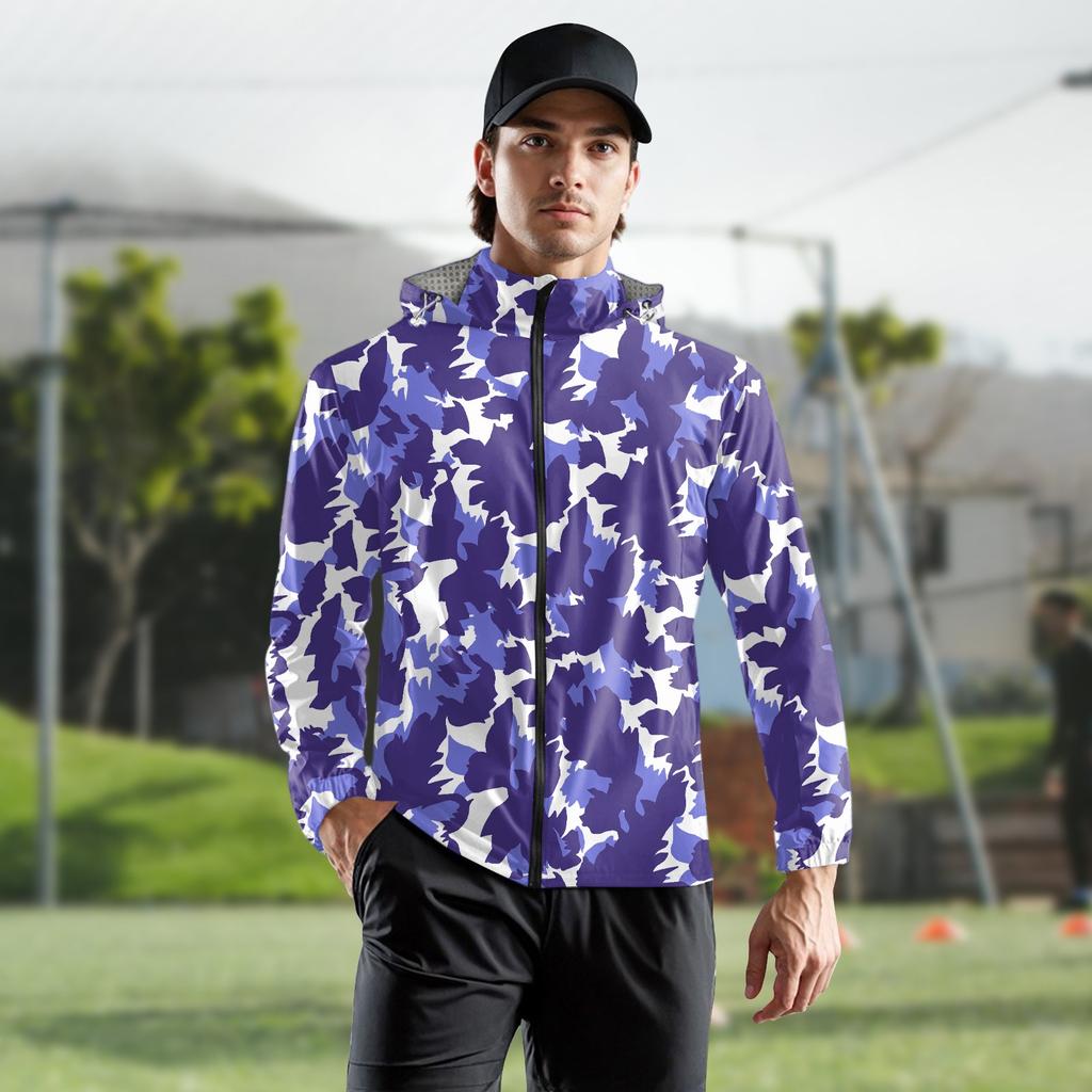 Children's Adult Fashion Printed Hooded Training Windproof Rainproof Sunscreen Sports Jacket Running Fitness Quick Dry Jacket