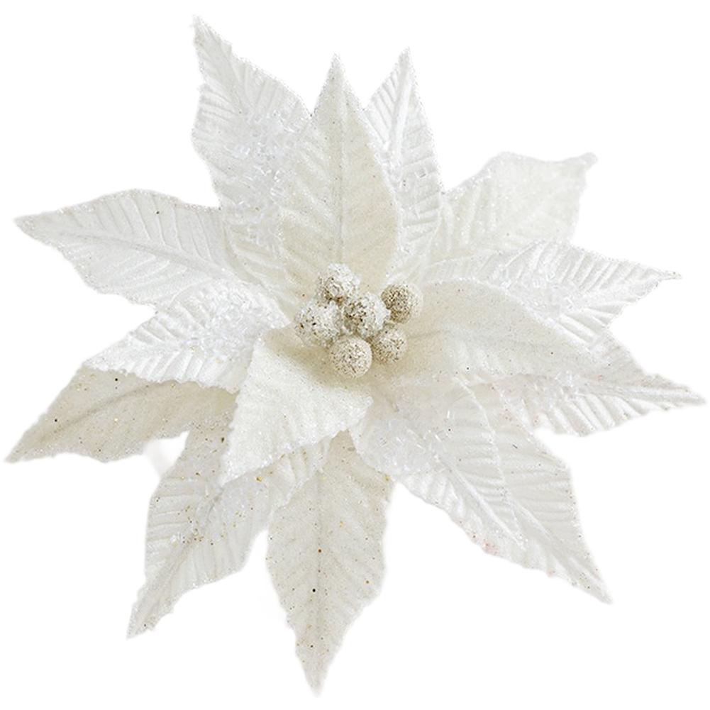 Velvet Christmas simulation flower decoration with frosted petals for holiday tree DIY crafting and seasonal festive displays