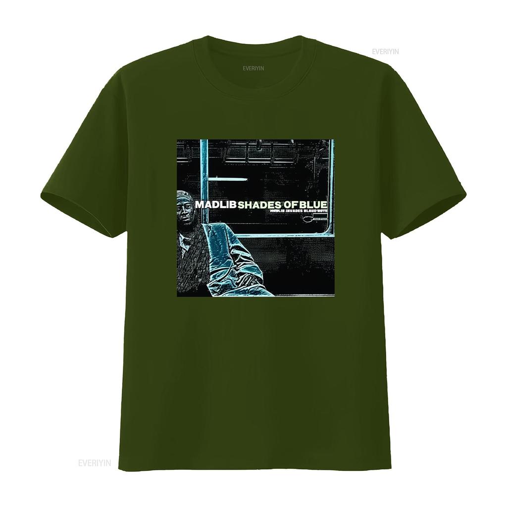 Madlib Shades Of Blue Album Art Print Heavy Cotton T Shirt for Men and Women vintage Washed homme Stretched designer clothes