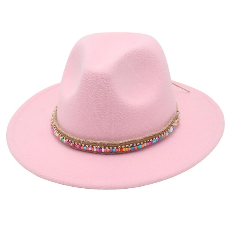 Pălărie înaltă Stil Etnic Lanț de Mărgele Lucrat Manual Pălărie Jazz Pălărie Fedorado pentru Spectacol Culoare Pălărie