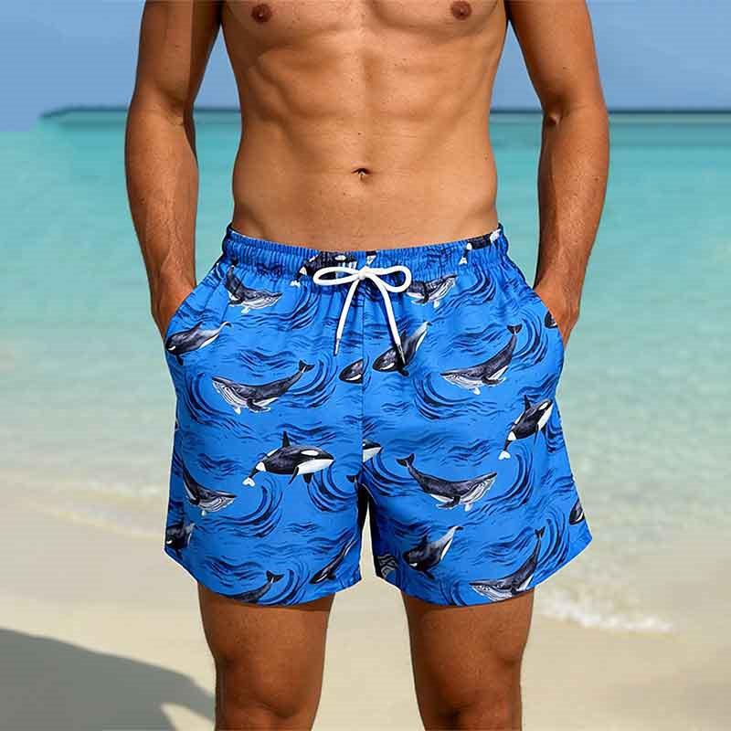 2026 Men's Ice Silk 3D Print Mid-Length Beach Sports Shorts - Trendy and Versatile Casual Wear