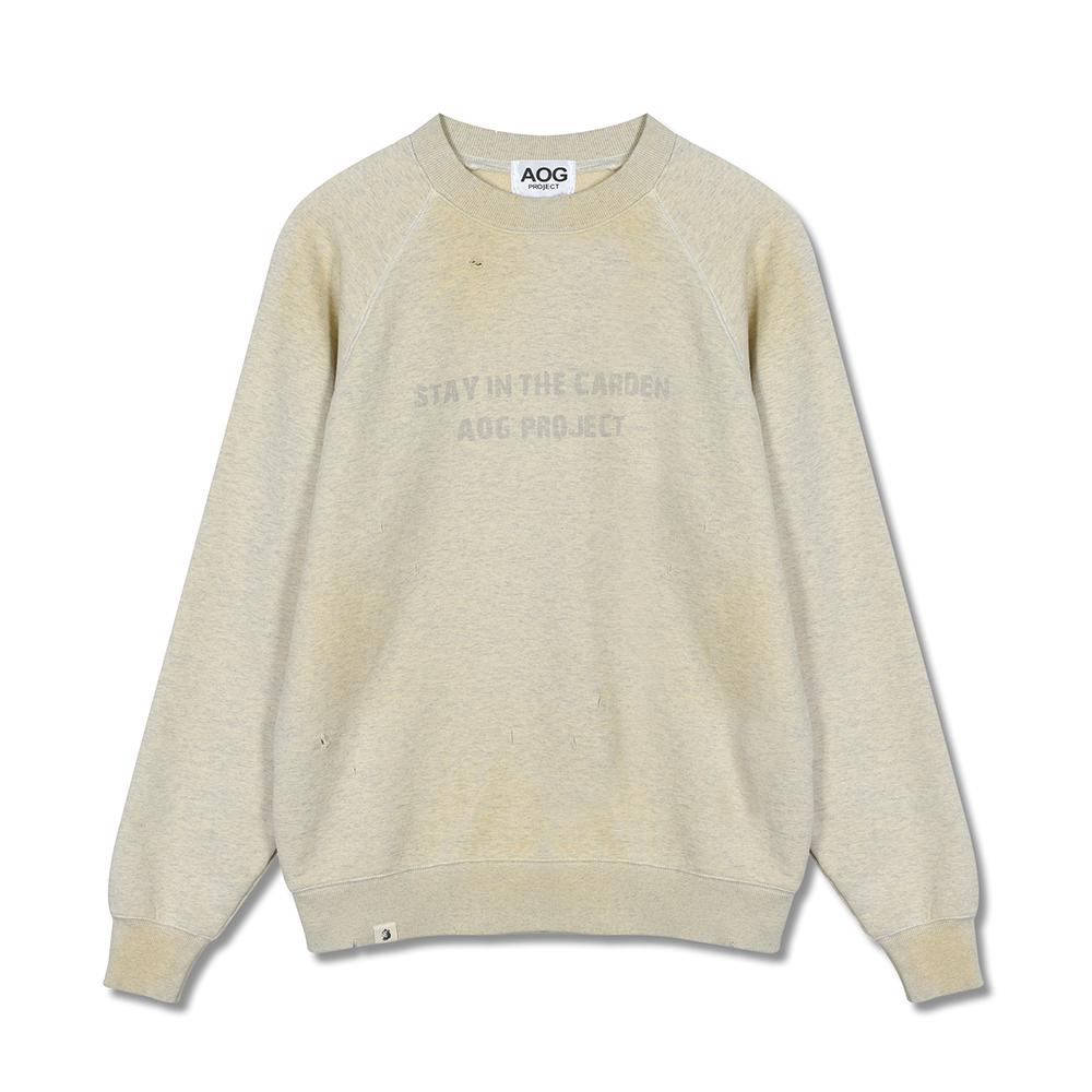 AOG PROJECT Damaged Washed Lettering Sweatshirt (Ivory)