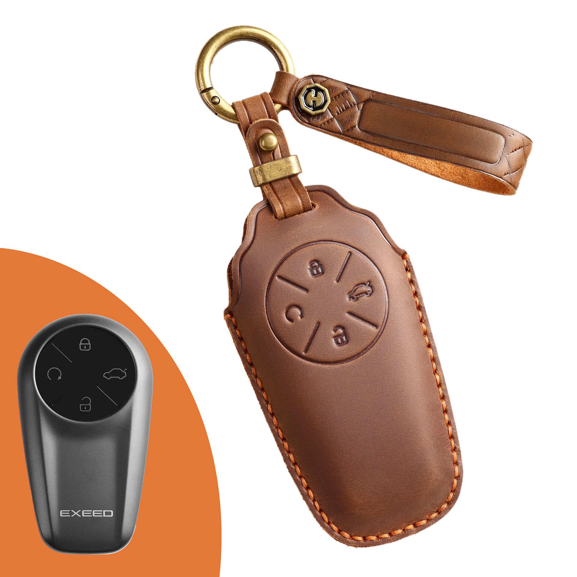

Чехол для ключей из натуральной коровьей кожи для Chery Sterra ET, брелок коричневый