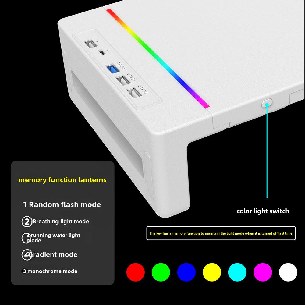 Foldable USB Docking Monitor Stand with Fast Charging & Desktop Storage