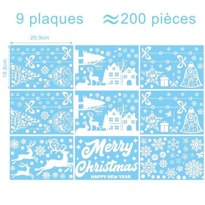 Klistermärke Jul - 9 dekorativa plattor för fönster glas spegel kylskåp elektrostatisk återanvändbar Phonillico®