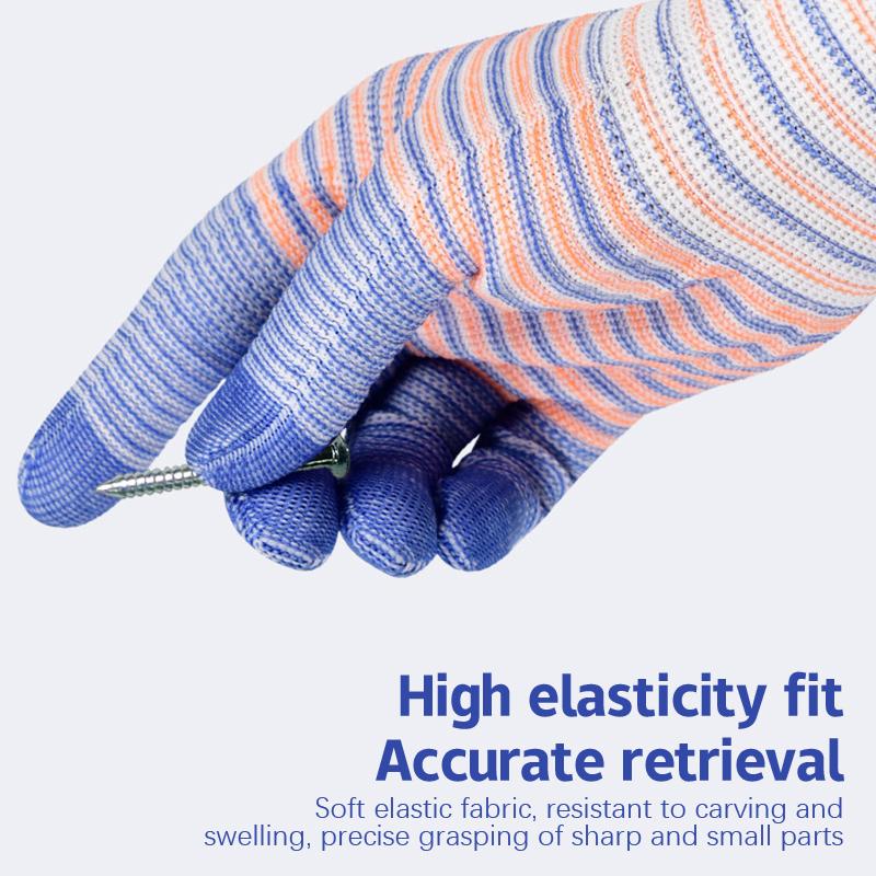 1/3/5 Pair Breathable Work Gloves Thorn Proof Non-Slip Wear-Resistant Nylon Industrial Gloves Striped Anti-Static Gardening Gloves