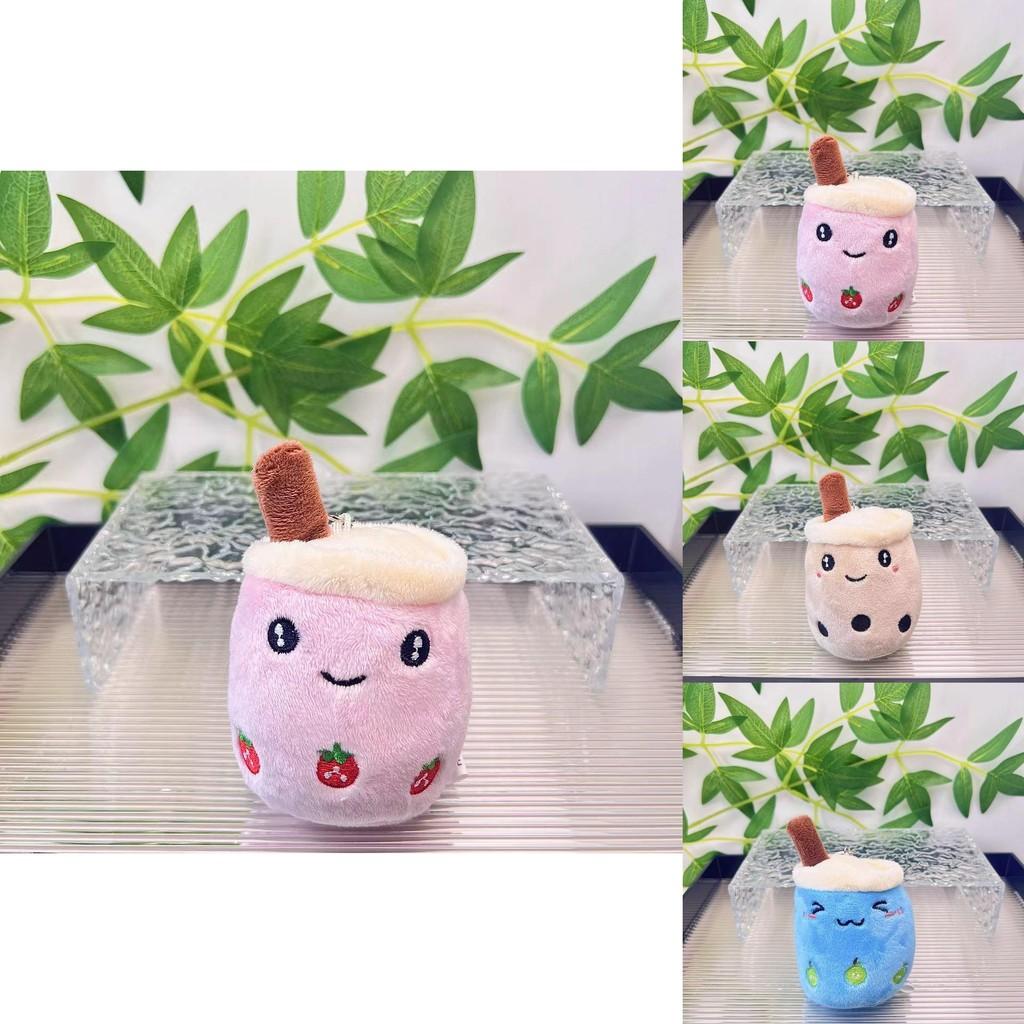 Cute Fruit Bubble Tea Cup Plush Keychain Adorable Cartoon Plush Toy For Kids