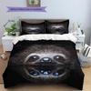 Black Sloth Pattern Bedding Home Decoration Birthday Gift (1 * Duvet Cover + 2 * Pillowcase, Without Core)
