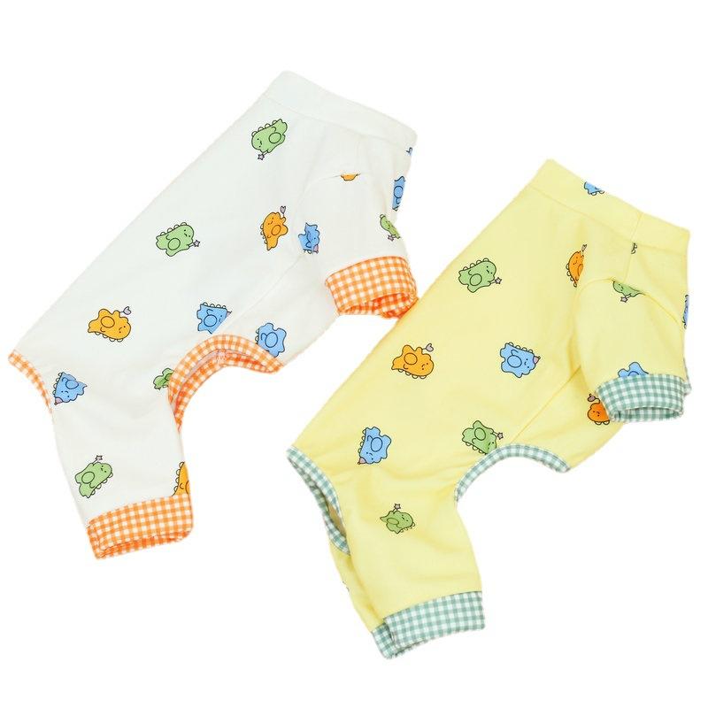2023 New Dog Clothes Spring and Summer Simple Cute Pet Dog Clothing Orange Dinosaur Home Clothes