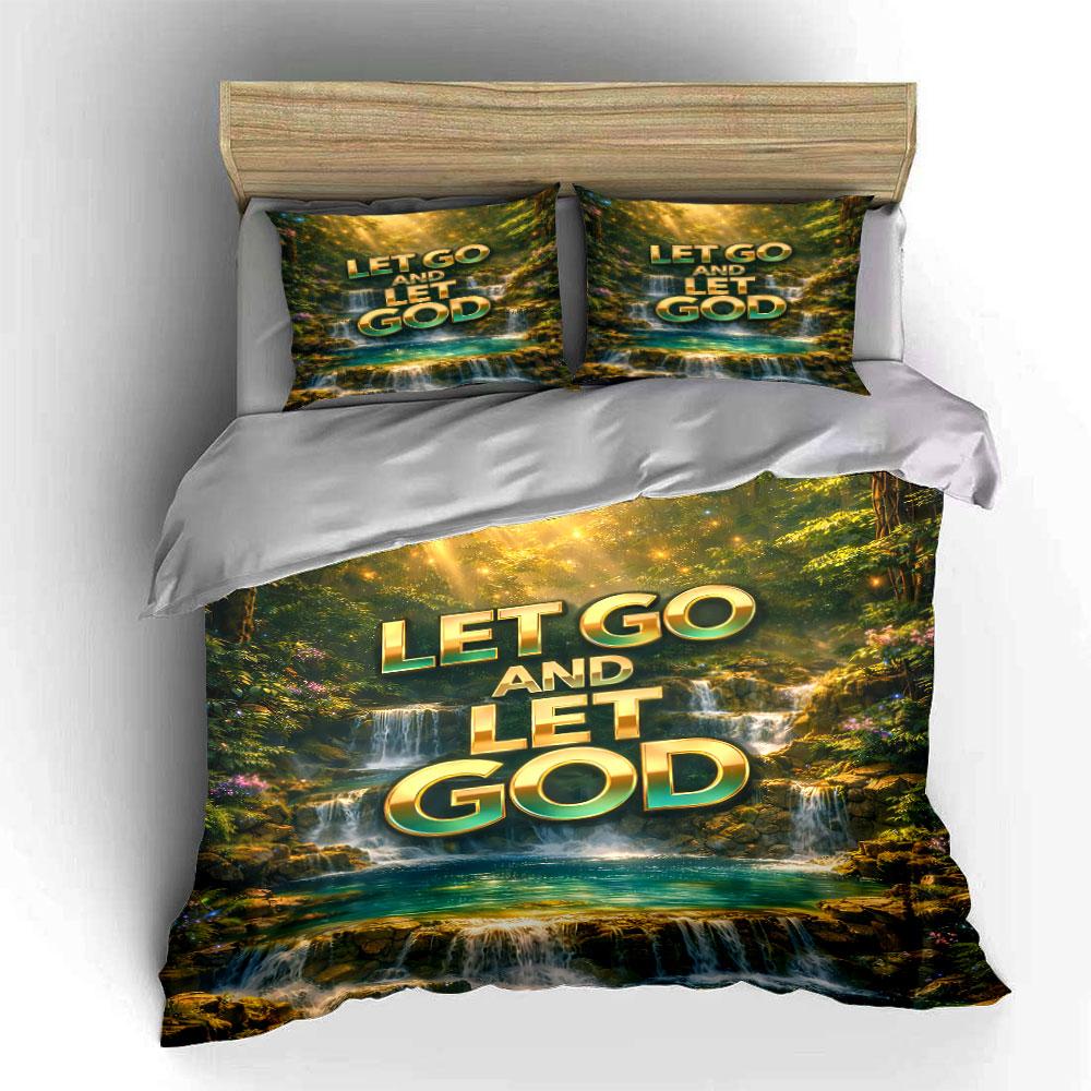 "Let Go and Let God Bedding Set" Bedding Duvet Cover Set Duvet Cover Pillowcases (1 * Duvet Cover 2 * Pillowcases, Without Duvet Insert)