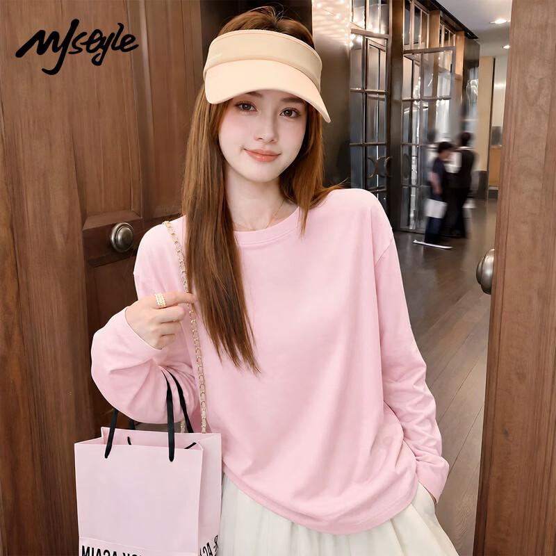 MJ STYLE Women's Cotton Crew Neck Long Sleeve T-Shirt