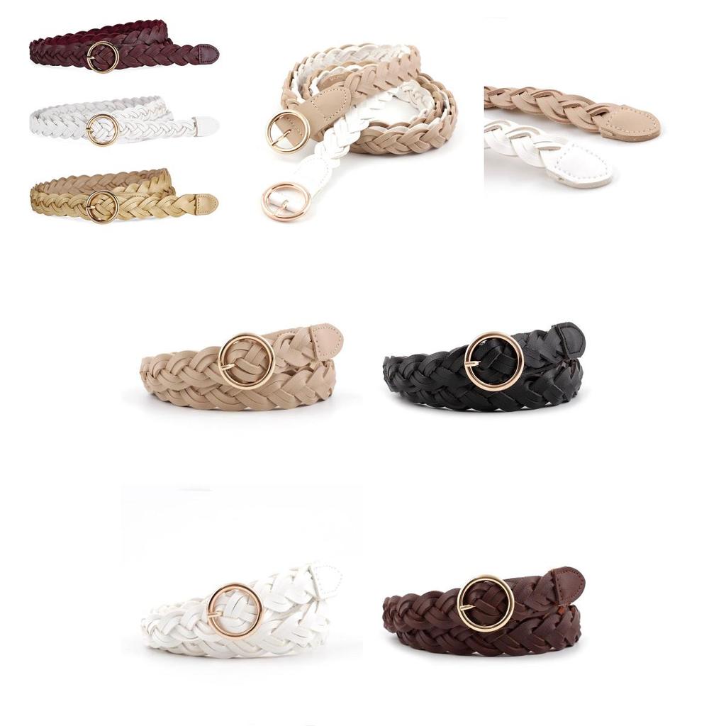 Stylish Versatile Twisted Design Women's Waist Belt With Round Alloy Buckle In Multiple Colors