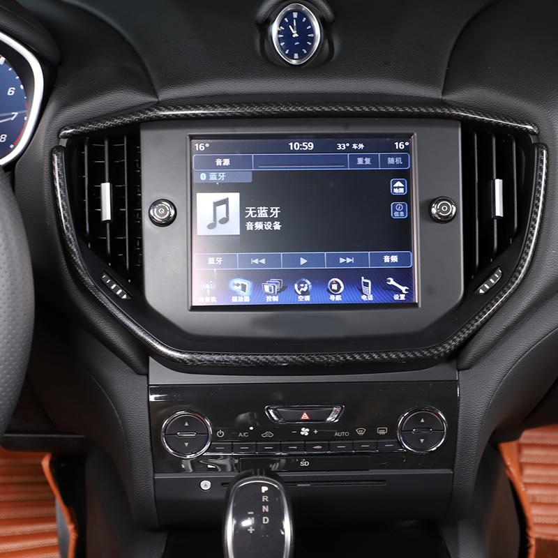 For Maserati Giberit 2014-2020 Real Carbon Fiber Car Central Control Air Outlet Frame Sticker Car Interior Accessories